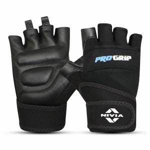 Wrist Grip Genuine Leather Gym Gloves