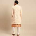 Men Peach-coloured Printed Cotton Sherwani Set