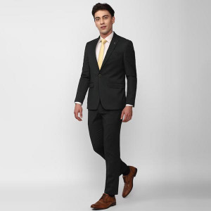 Men Self Design Slim Fit Single-Breasted 2 Piece Formal Suit