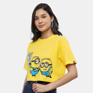 Minions Stay Weird Stay Happy Oversized Cropped T-Shirts