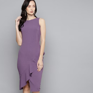Lavender One Side Frill Bodycon