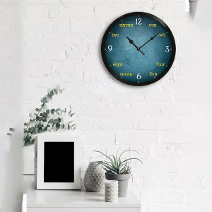 Teal Green Round Printed 31cm Analogue Wall Clock