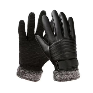Men Warm Winter Protective Windstorm Leather Riding Gloves