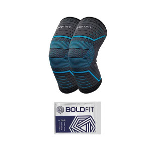 Blue & Black Self Design Knee Support Cap
