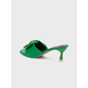 Women Green PU Party Mules with Bows