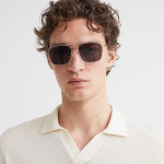 Men Black Lens & Gold-Toned Frame Square Sunglasses