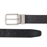 Men Black & Brown Textured Leather Reversible Belt