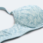 Blue & White Floral Print Wirefree Lightly Padded Full Coverage Push-Up Bra