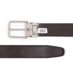 Men Black & Brown Textured Leather Reversible Belt