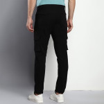 Men Black Tapered Fit Cargos Trousers