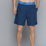 Men Estate Blue Solid Regular Fit Rapid-Dry Antimicrobial Running Shorts