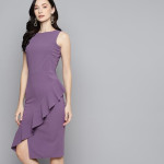 Lavender One Side Frill Bodycon