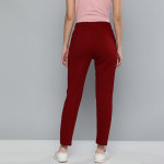 Women Red Solid Straight Fit Track Pants