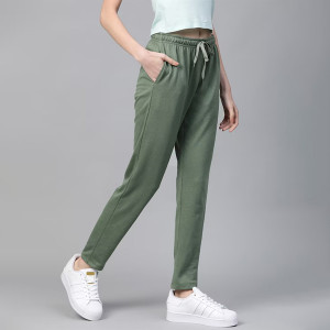 Women Olive Green Solid Track Pants