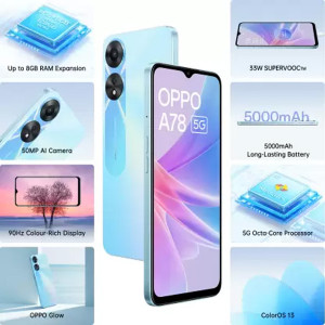 OPPO A78 5G (Glowing Blue, 128 GB)